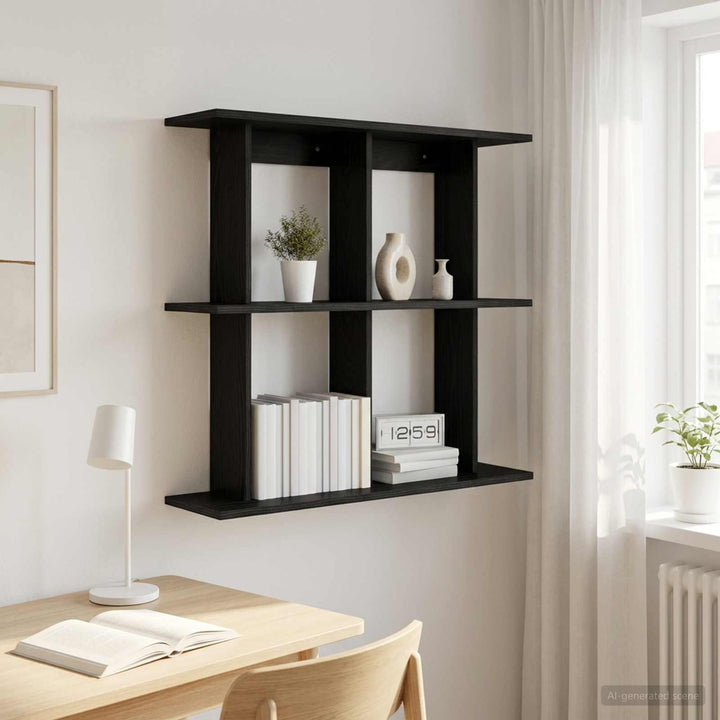 Væghylde Vægmonteret Sort eg 80 x 20 x 75 cm Konstrueret træ