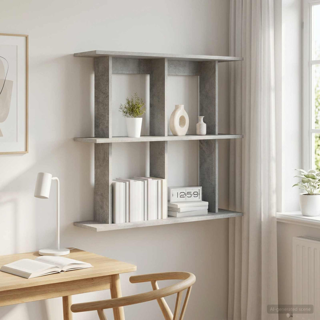 Væghylde Vægmonteret Betongrå 80 x 20 x 75 cm Konstrueret træ