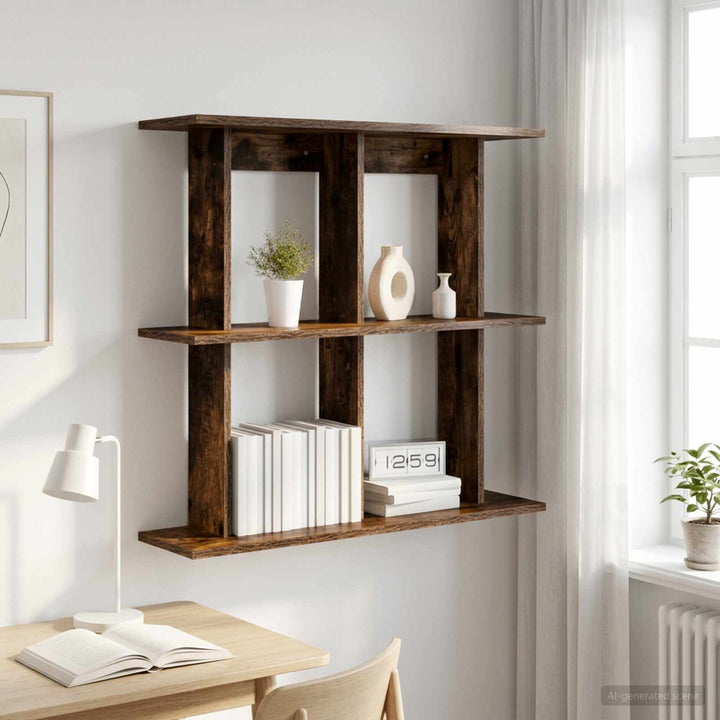 Væghylde Vægmonteret Røget eg 80 x 20 x 75 cm Konstrueret træ
