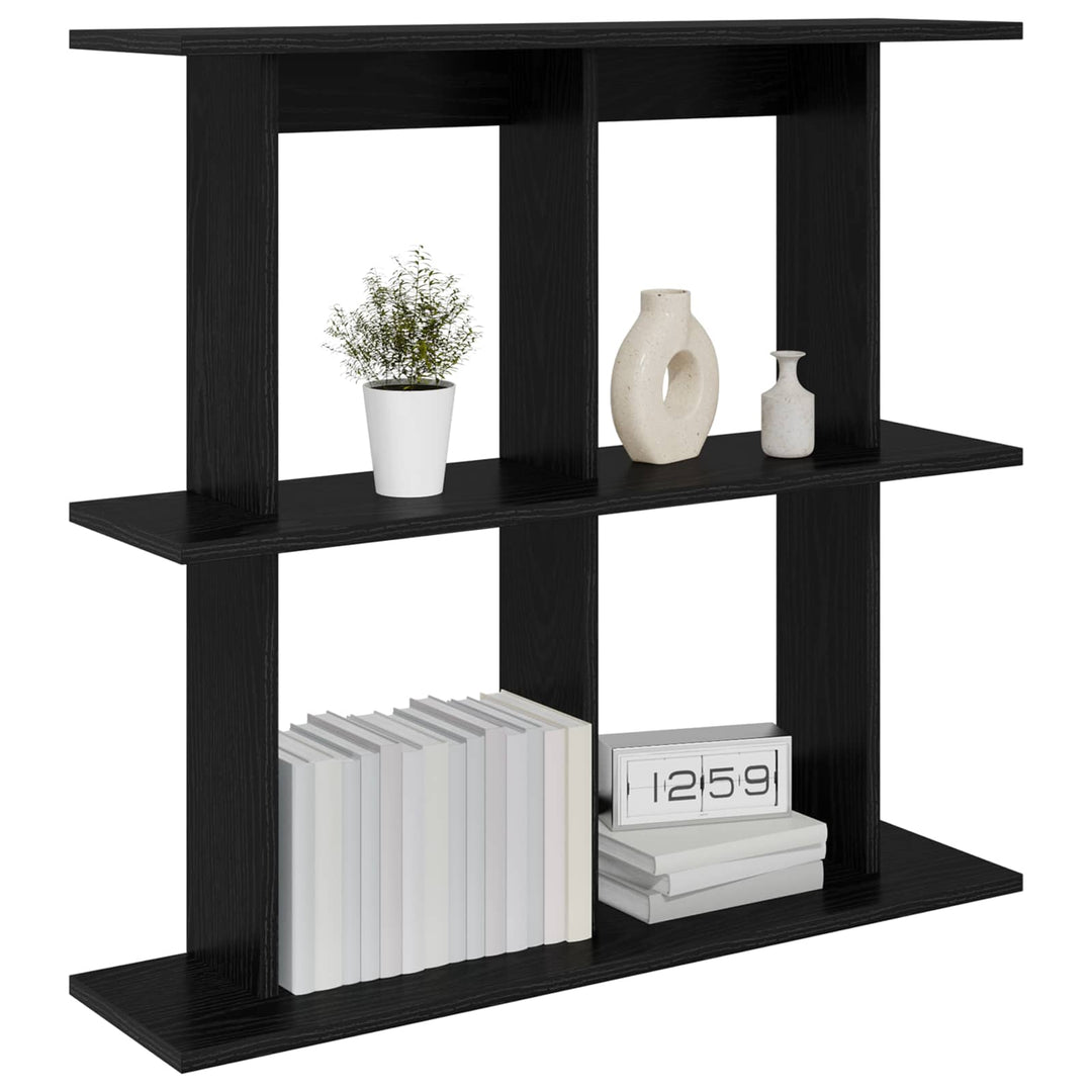 Væghylde Vægmonteret Sort eg 100 x 20 x 75 cm Konstrueret træ