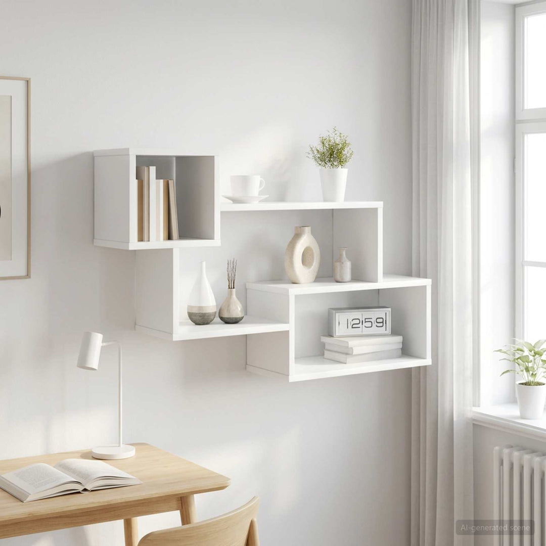 Svævende hylde Vægmonteret Hvid 87 x 20 x 55 cm Konstrueret træ