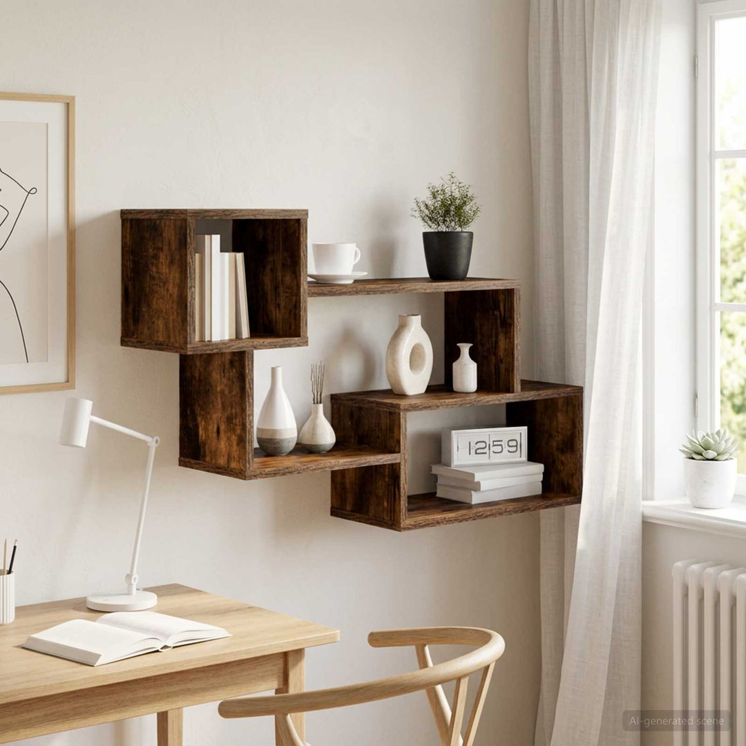 Svævende hylde Vægmonteret Røget eg 87 x 20 x 55 cm