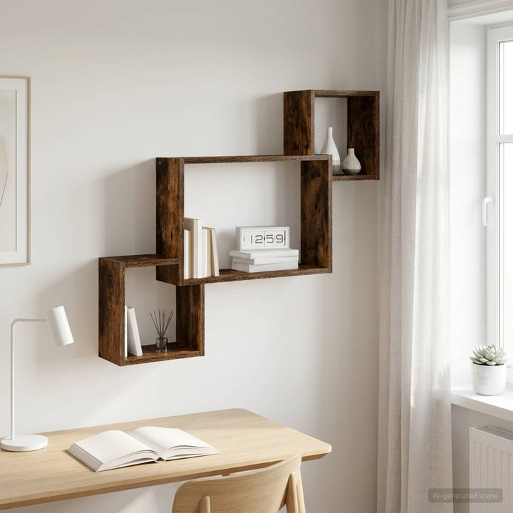 Væghylde Vægmonteret Røget eg 91,5 x 15 x 76 cm Konstrueret træ