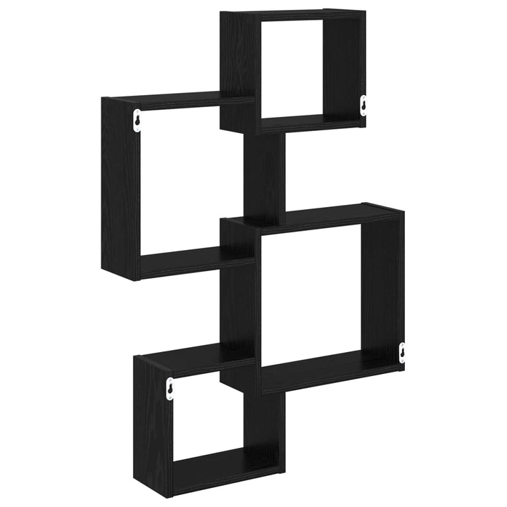 Væg Kub Hylder Vægmonteret Sort eg 64 x 13,5 x 91,5 cm