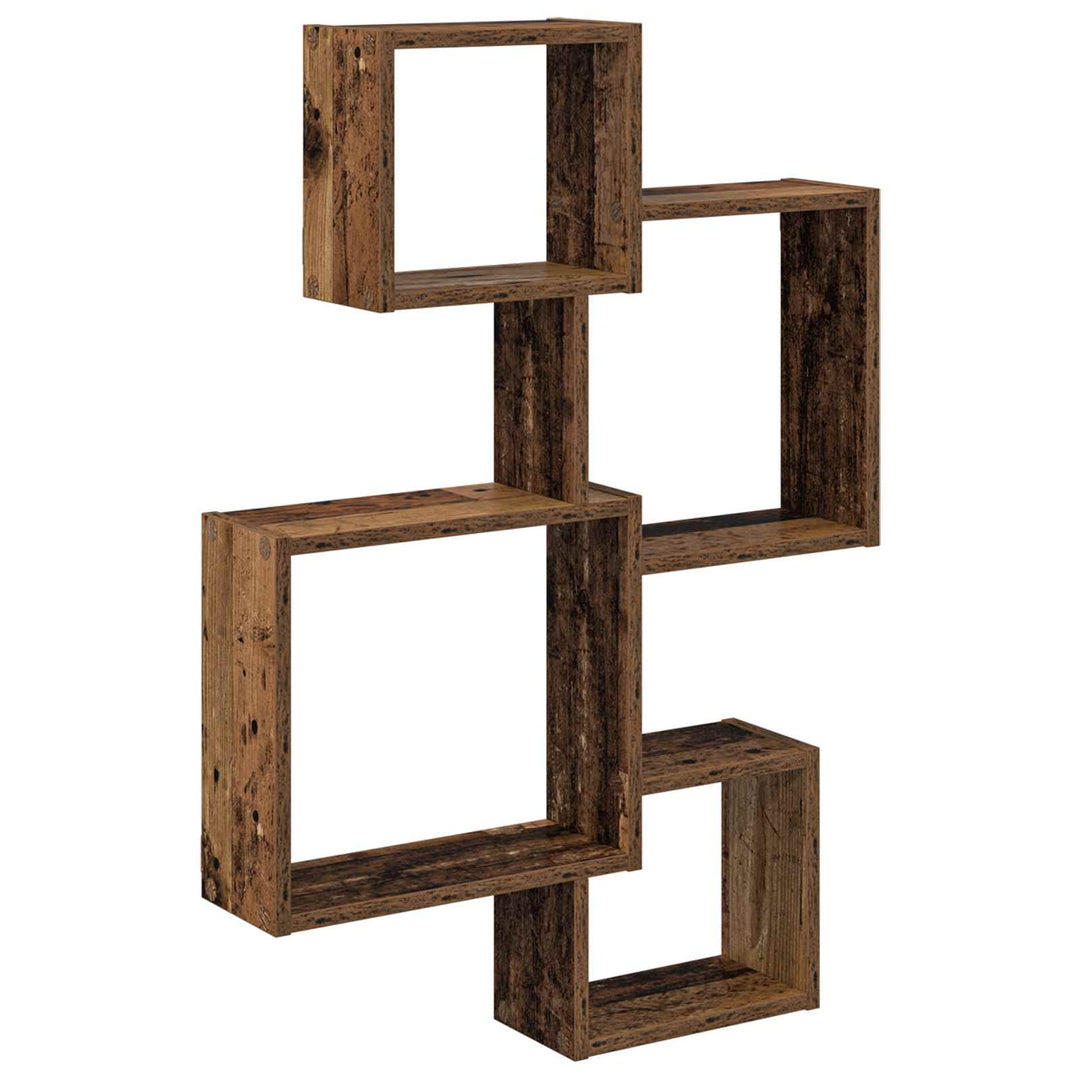 Væg Kub Hylder Vægmonteret Gammelt træ 64 x 13,5 x 91,5 cm