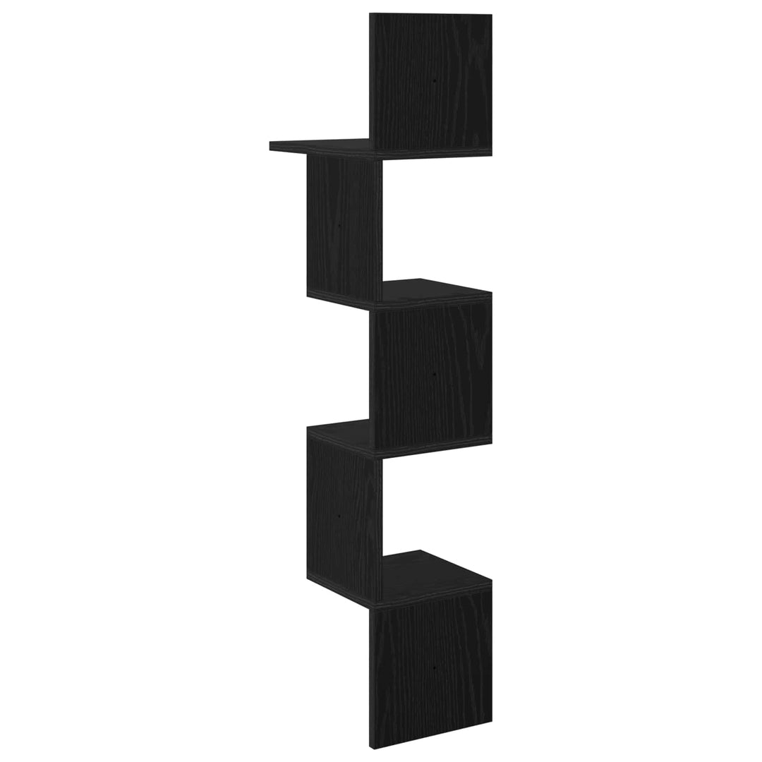 Væghylde Vægmonteret Sort eg 32 x 21 x 107 cm Konstrueret træ