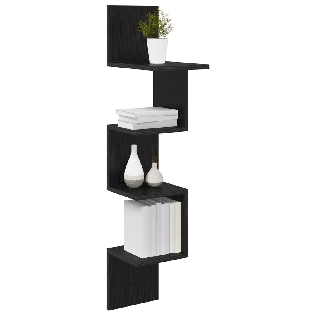 Væghylde Vægmonteret Sort eg 32 x 21 x 107 cm Konstrueret træ