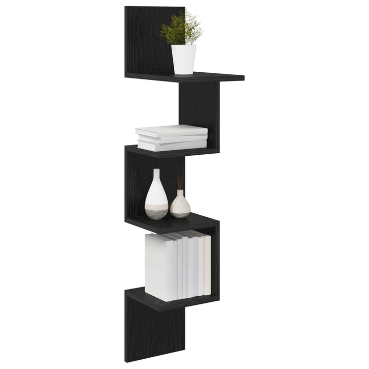 Væghylde Vægmonteret Sort eg 32 x 21 x 107 cm Konstrueret træ
