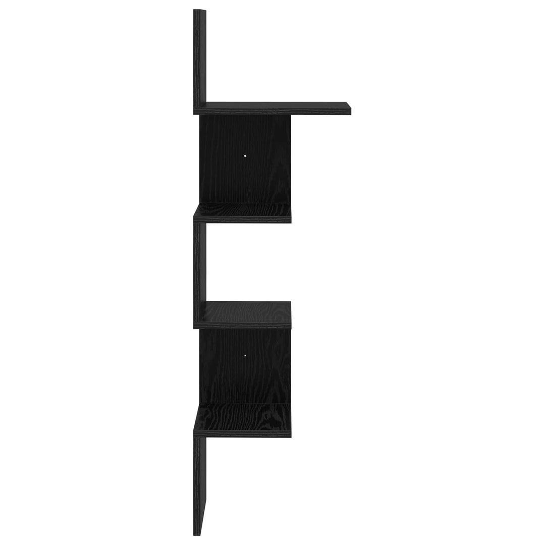 Væghylde Vægmonteret Sort eg 32 x 21 x 107 cm Konstrueret træ
