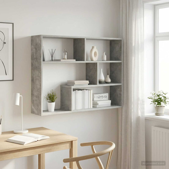 Væghylde Vægmonteret Betongrå 95 x 20 x 69,5 cm Konstrueret træ