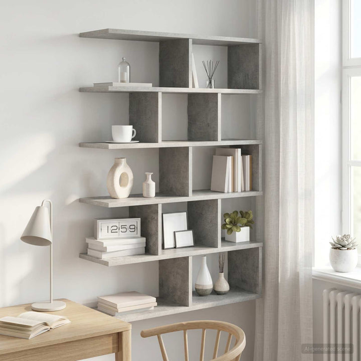 Væghylde Betongrå 70 x 20 x 100 cm Konstrueret træ