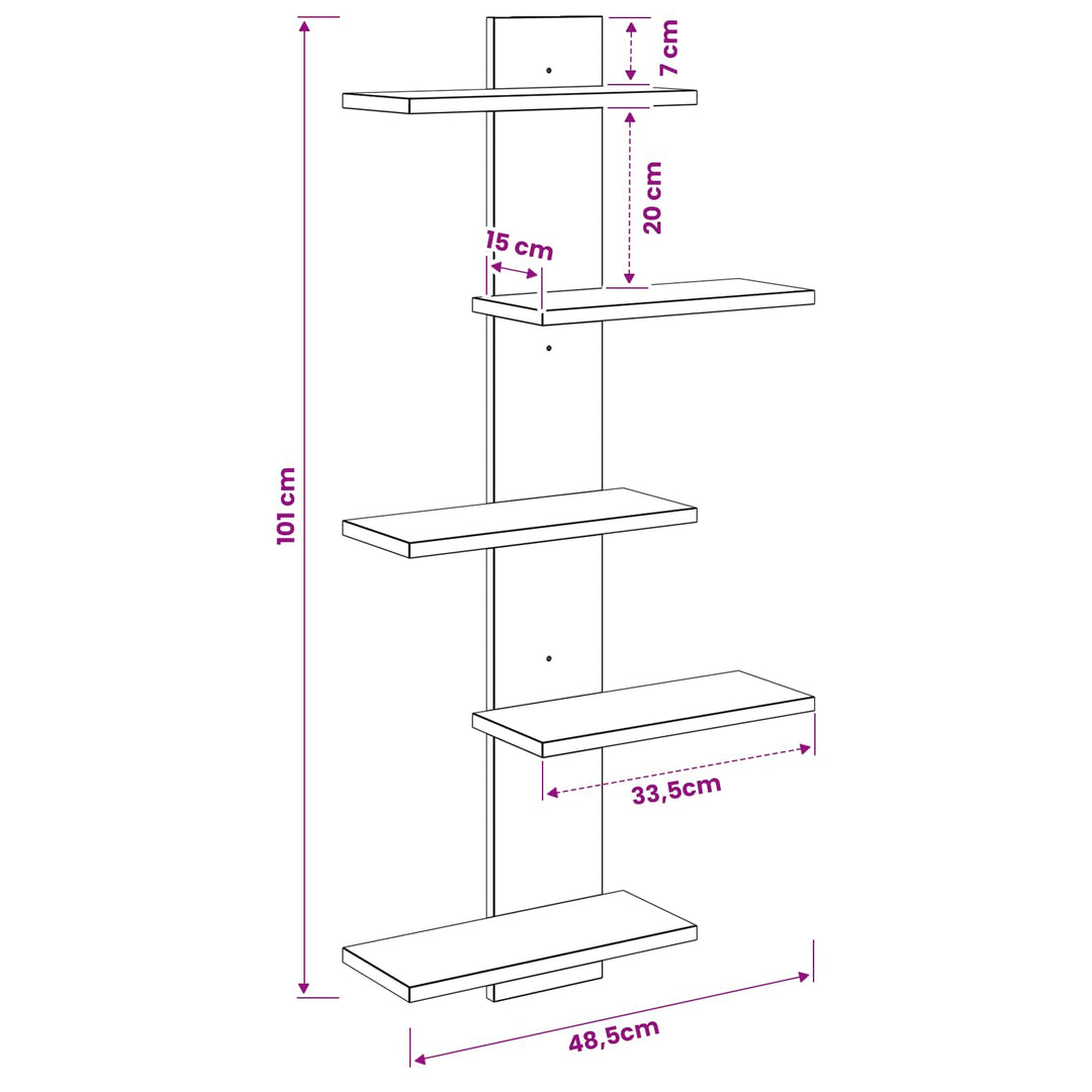 Væghængt Flydende Hylde Betongrå 48,5 x 15 x 101 cm