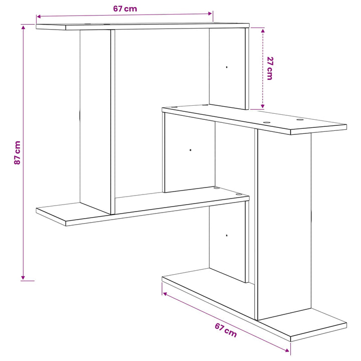 Væghylde Røget eg 67 x 67 x 87 cm Konstrueret træ
