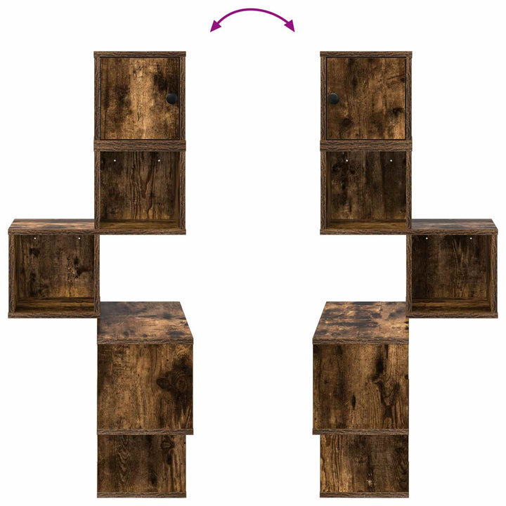 Væg Hjørneshylde Røget eg 48 x 48 x 120 cm Konstrueret træ