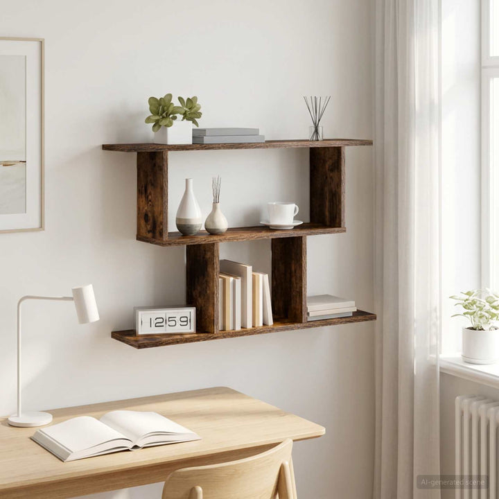 Væghylde Røget eg 80 x 15 x 50,5 cm Konstrueret træ