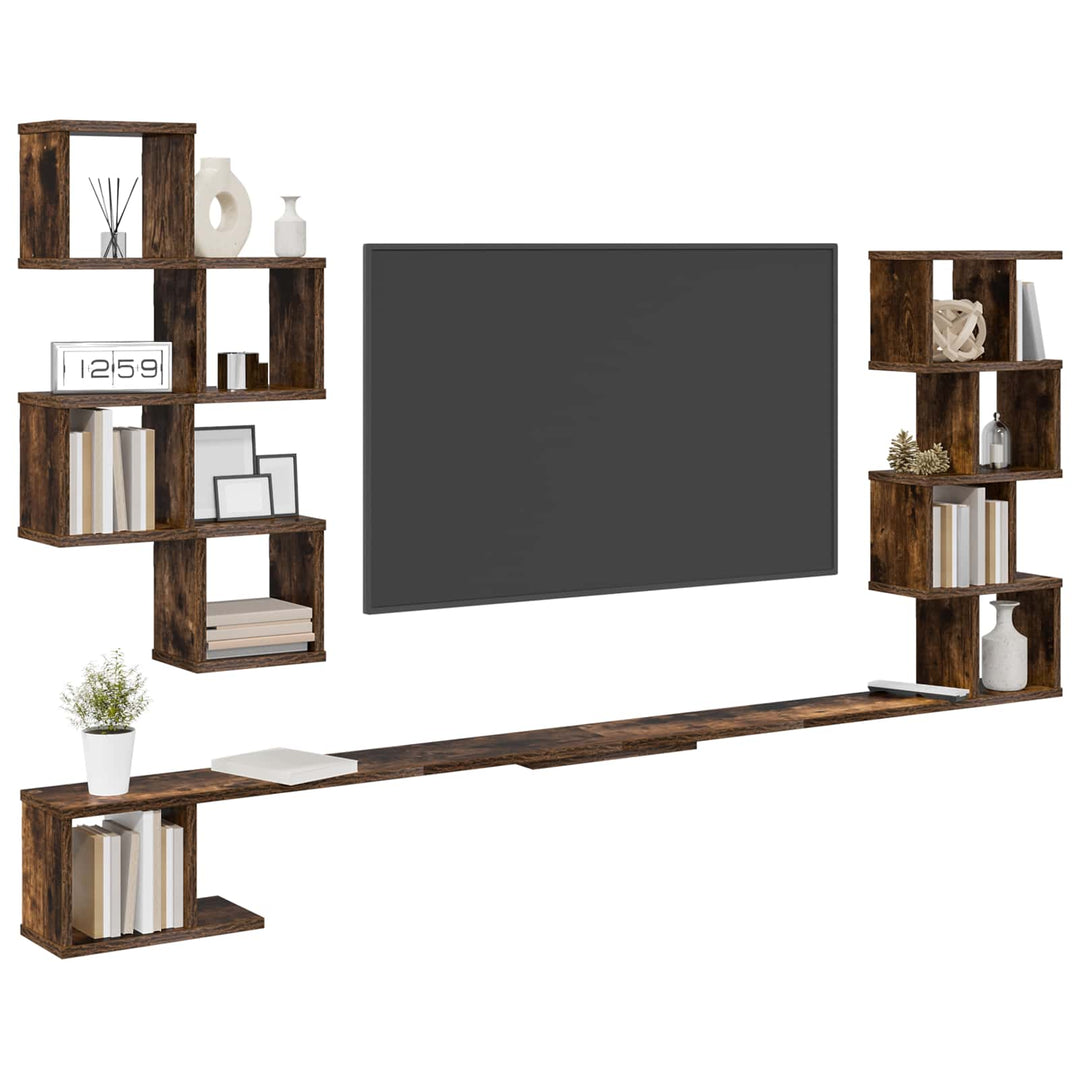 Væghængt TV-hylde Røget eg 180 x 15 x 94 cm Konstrueret træ