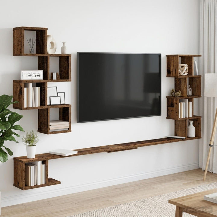 Væghængt TV-hylde Gammelt træ 180 x 15 x 94 cm Konstrueret træ