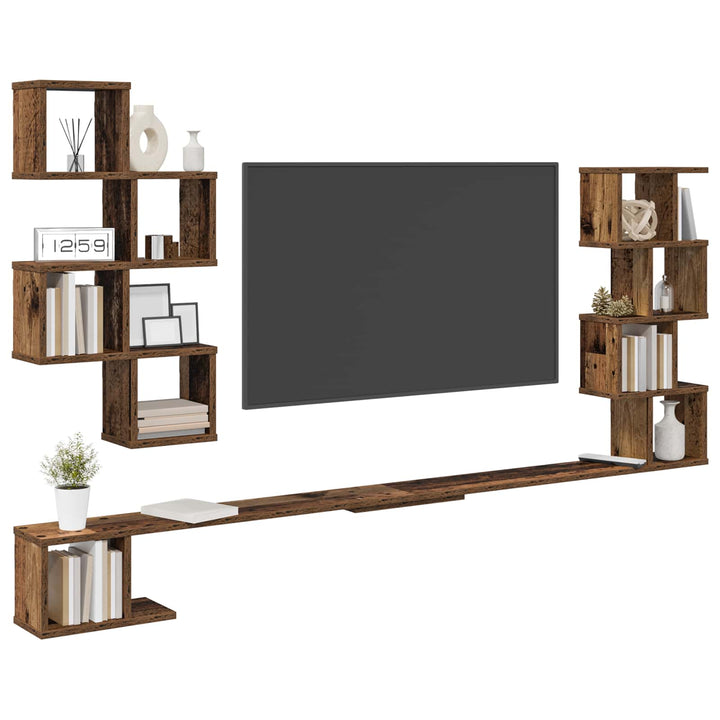 Væghængt TV-hylde Gammelt træ 180 x 15 x 94 cm Konstrueret træ