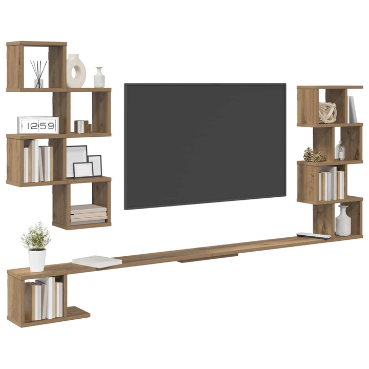 Væghængt TV-hylde Artisan-eg 180 x 15 x 94 cm Konstrueret træ