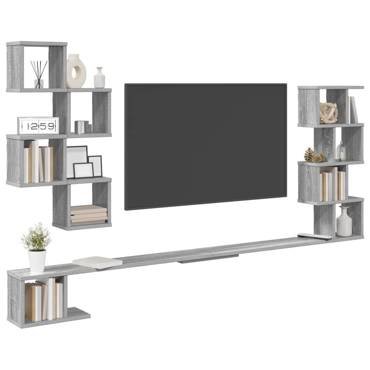 Væghængt TV-hylde Grå Sonoma 200 x 15 x 94 cm Konstrueret træ