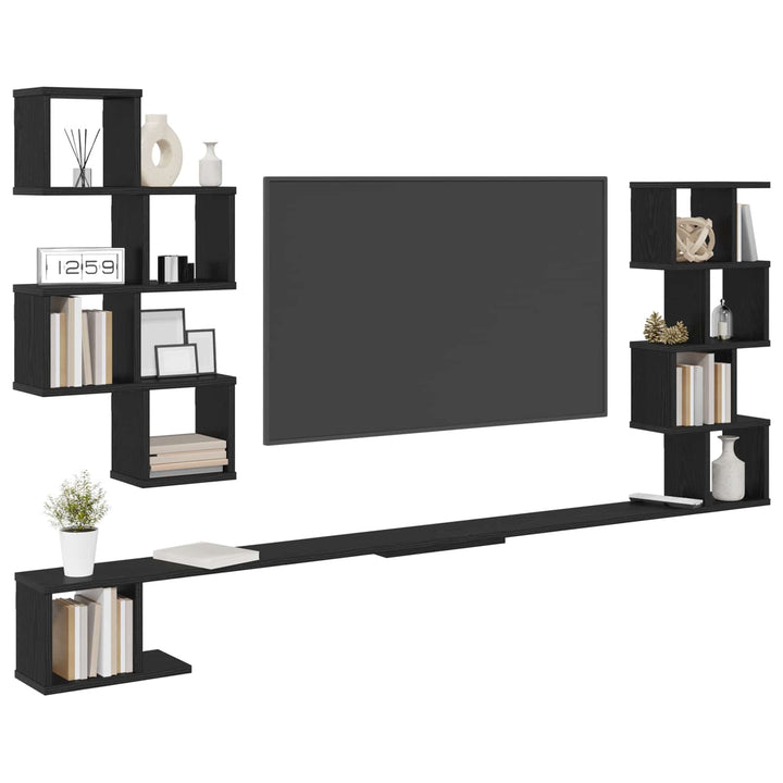 Væghængt TV-hylde Sort eg 160 x 15 x 94 cm Konstrueret træ