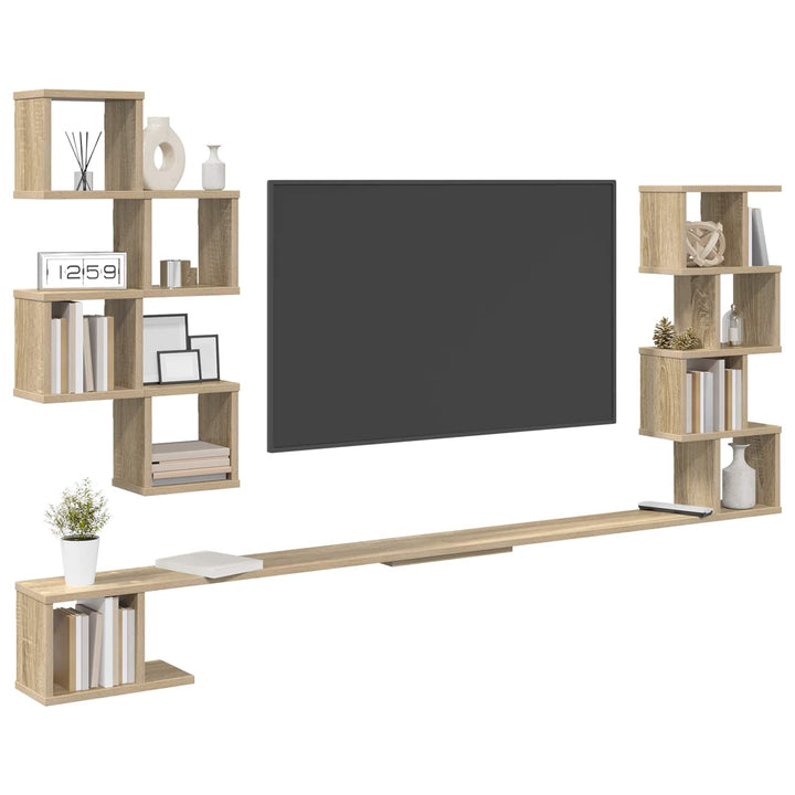 Væghængt TV-hylde Sonoma-eg 160 x 15 x 94 cm Konstrueret træ