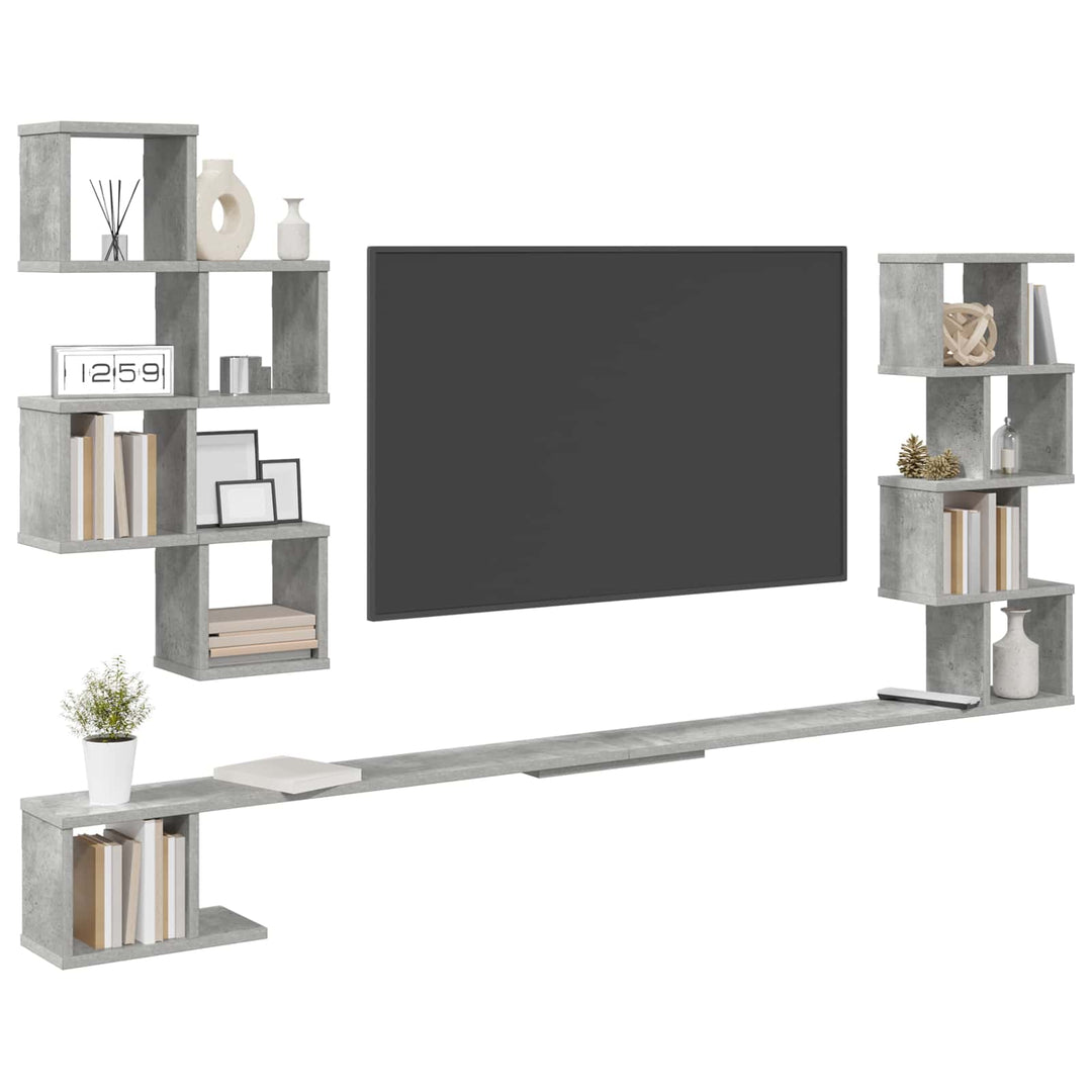 Væghængt TV-hylde Betongrå 160 x 15 x 94 cm Konstrueret træ