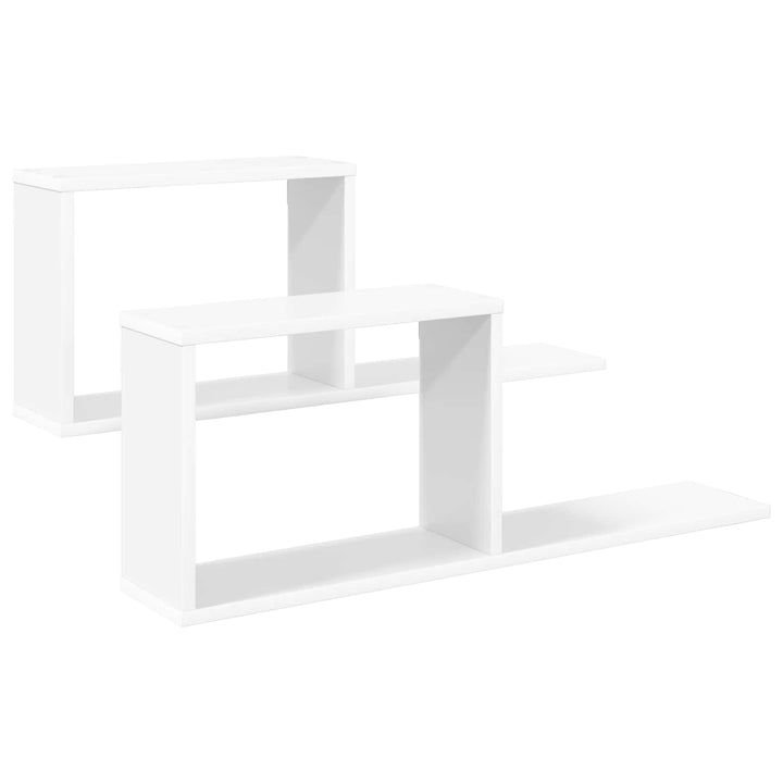 Svævehylder 2 pcs Hvid 80 x 15 x 30 cm Konstrueret træ