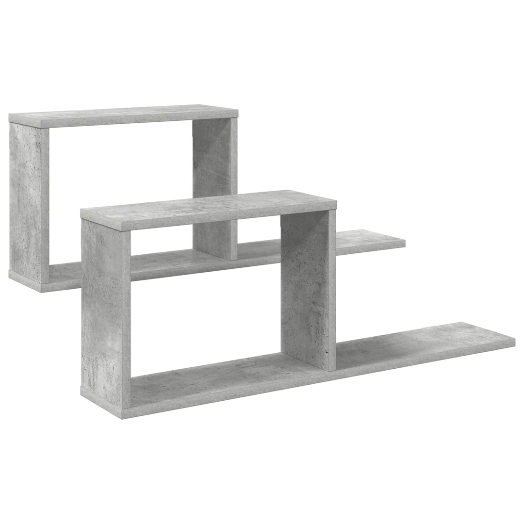 Svævehylder 2 pcs Betongrå 80 x 15 x 30 cm Konstrueret træ