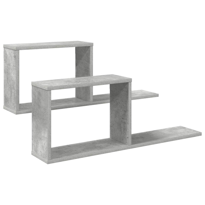 Svævehylder 2 pcs Betongrå 80 x 15 x 30 cm Konstrueret træ