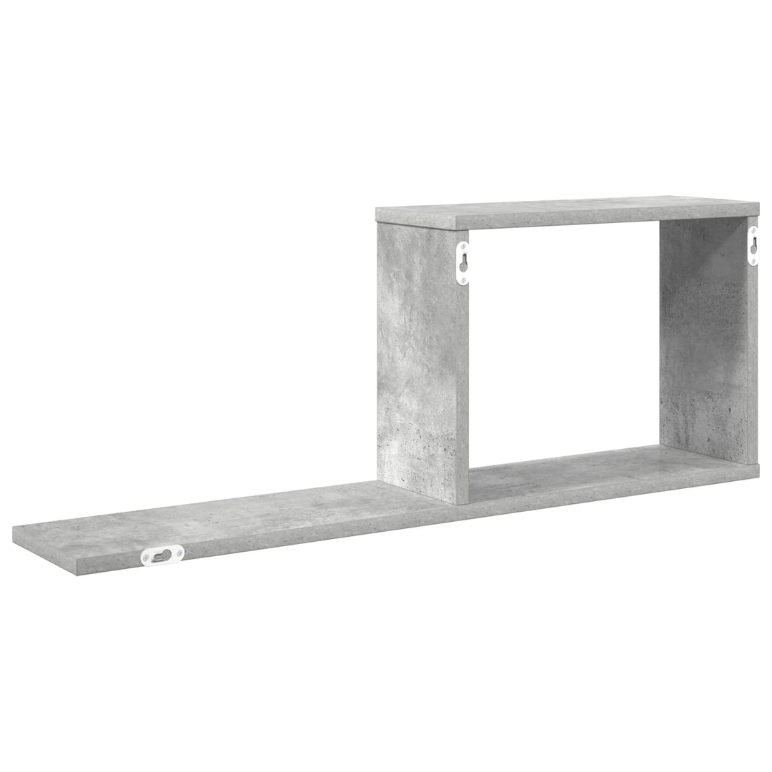 Svævehylder 2 pcs Betongrå 80 x 15 x 30 cm Konstrueret træ