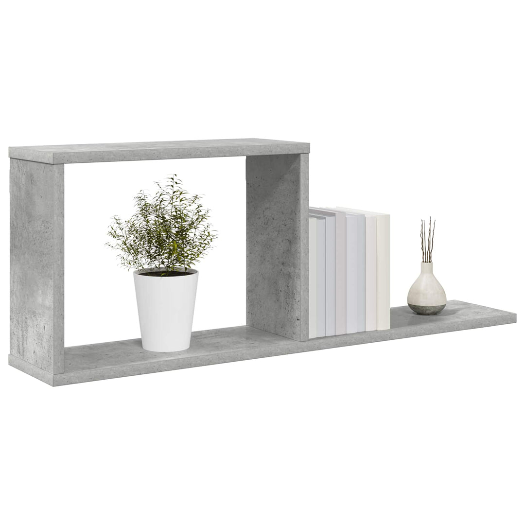 Svævehylder 2 pcs Betongrå 80 x 15 x 30 cm Konstrueret træ