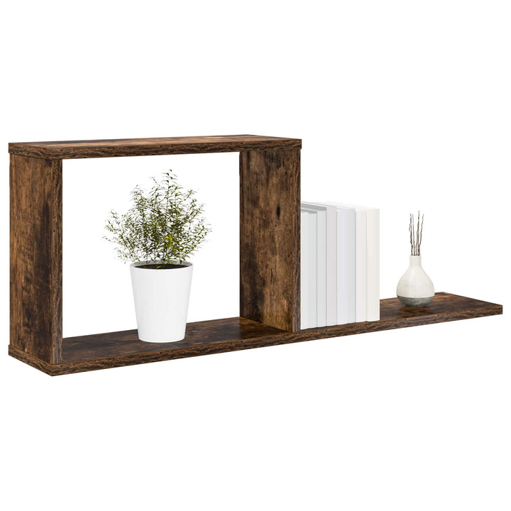 Svævehylder 2 pcs Røget eg 80 x 15 x 30 cm Konstrueret træ