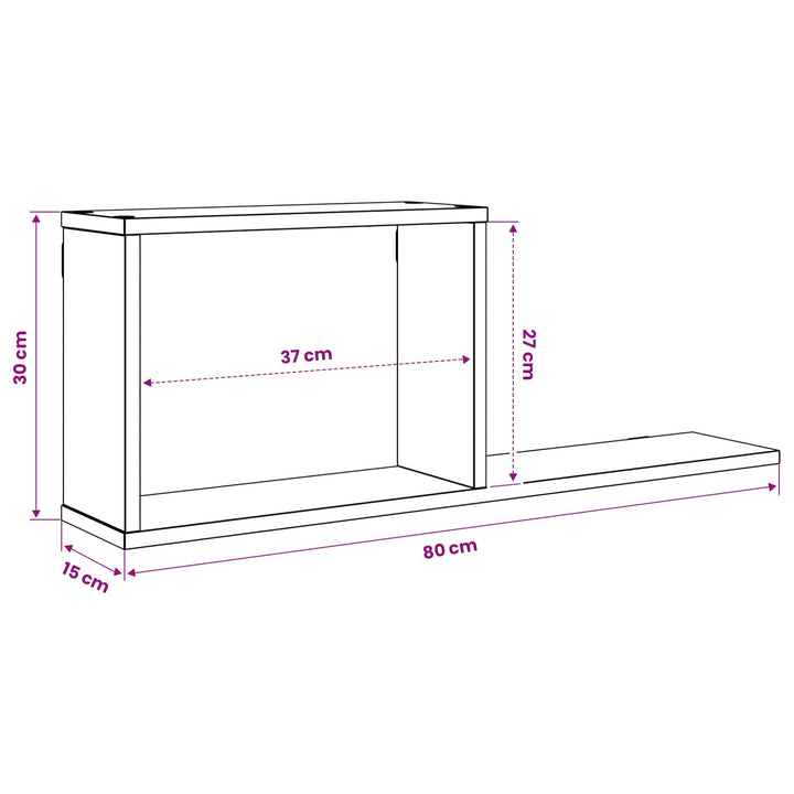 Svævehylder 2 pcs Røget eg 80 x 15 x 30 cm Konstrueret træ