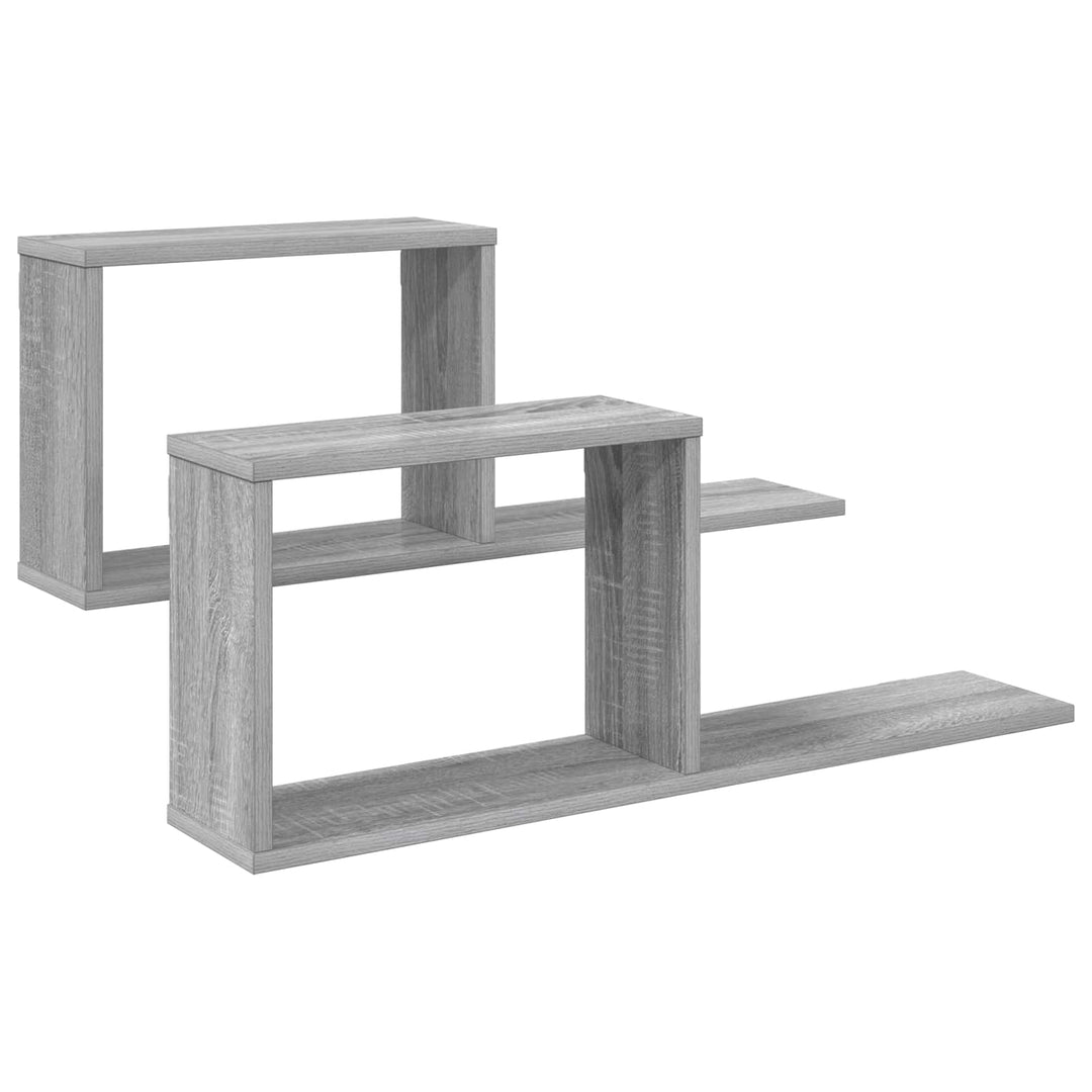 Svævehylder 2 pcs Grå Sonoma 80 x 15 x 30 cm Konstrueret træ