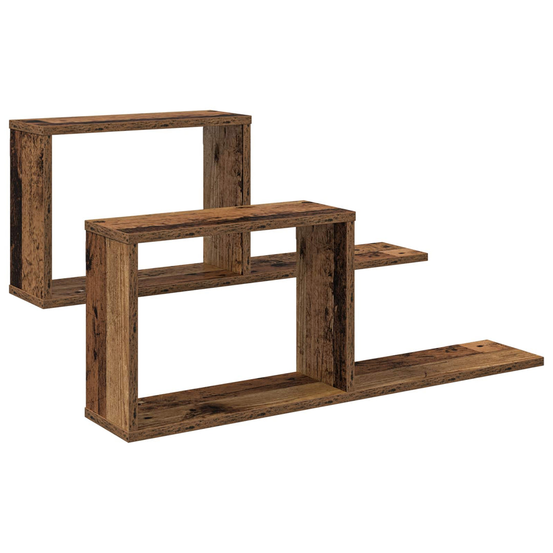 Svævehylder 2 pcs Gammelt træ 80 x 15 x 30 cm Konstrueret træ