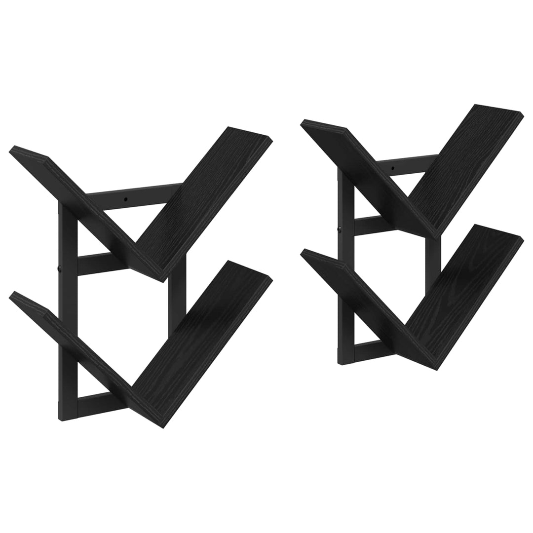 Væghængt Flydende Hylde 2 pcs Sort eg 43 x 15 x 47 cm