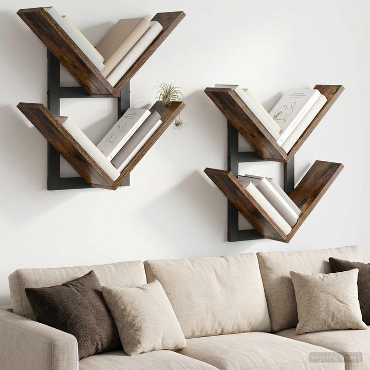 Væghængt Flydende Hylde 2 pcs Røget eg 43 x 15 x 47 cm