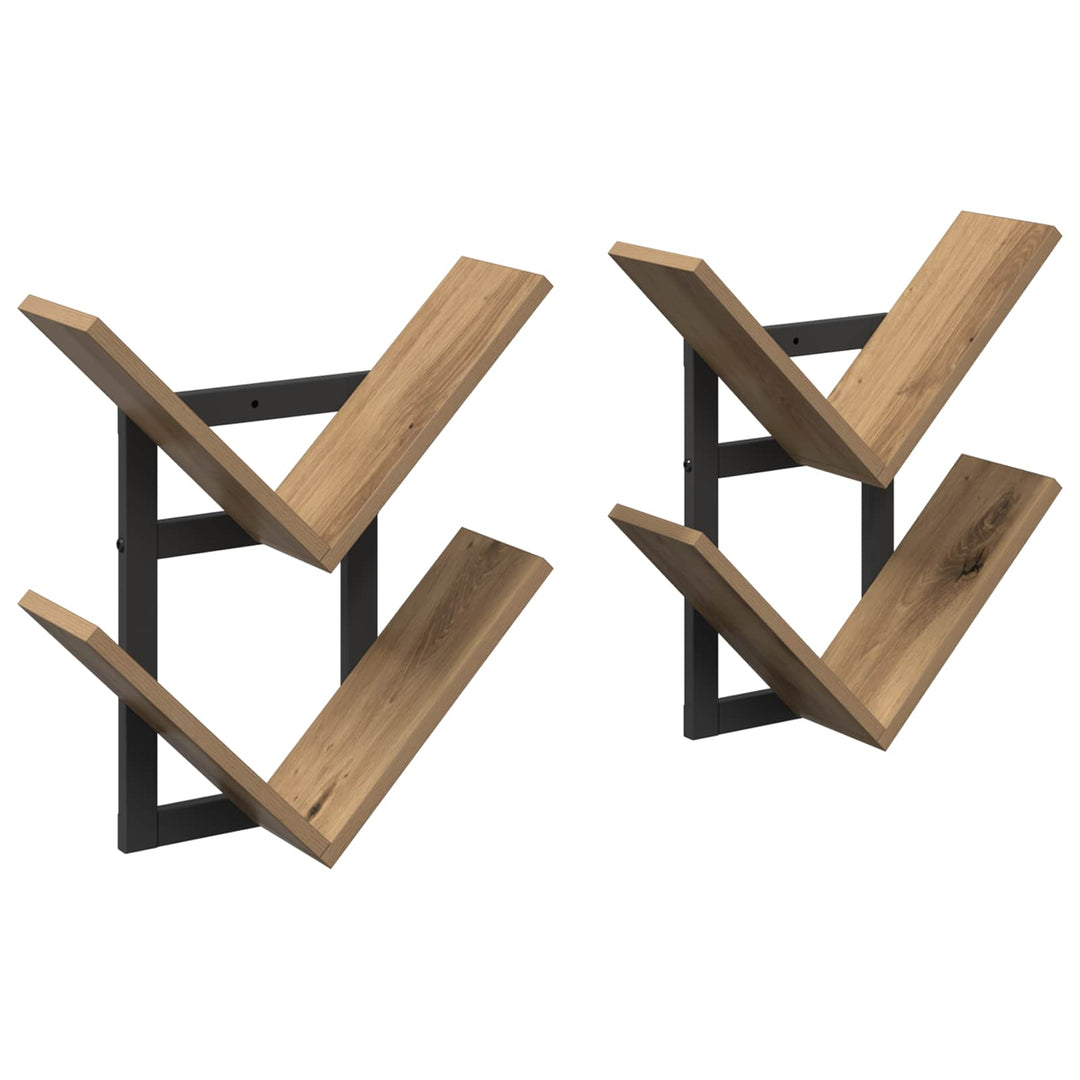 Væghængt Flydende Hylde 2 pcs Artisan-eg 43 x 15 x 47 cm