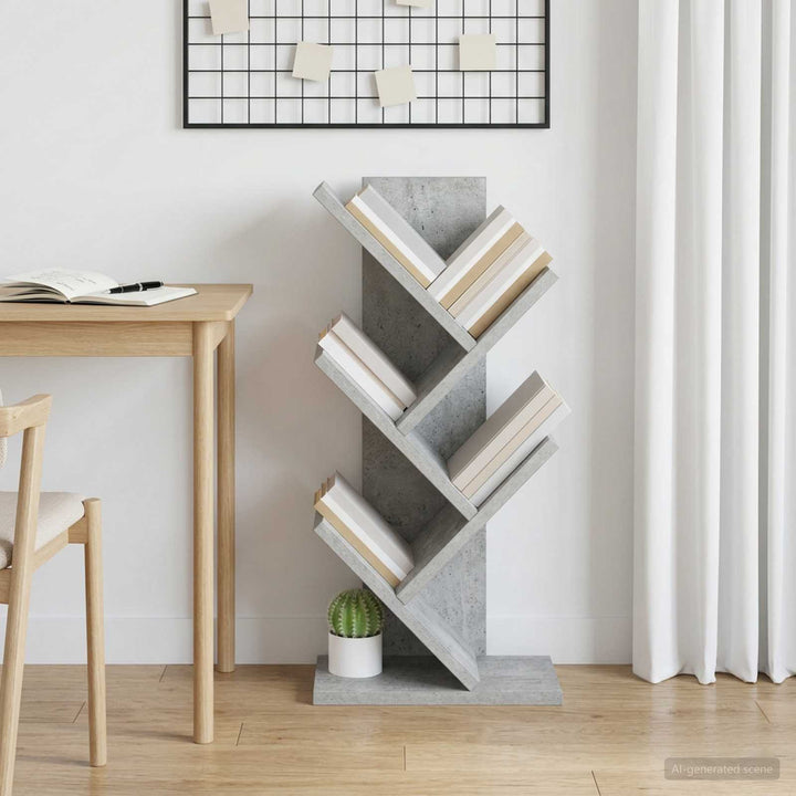 Træ Bogreol 4-Plan 30 x 18 x 60 cm Konstrueret træ Betongrå