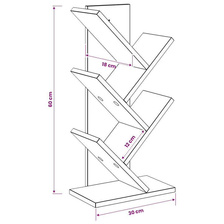 Træ Bogreol 4-Plan 30 x 18 x 60 cm Konstrueret træ Røget eg