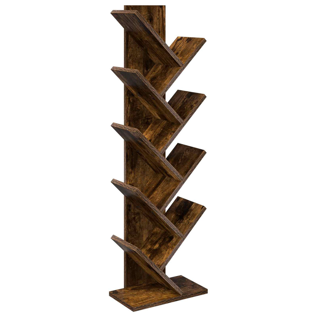 Træ Bogreol 6-Skabs 30 x 18 x 100 cm Konstrueret træ Røget eg