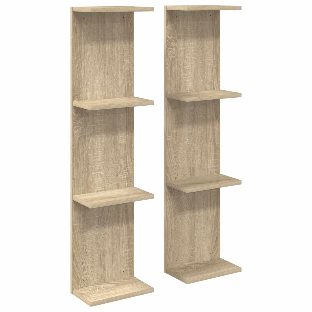 Væghylde 2 pcs Sonoma-eg 25 x 15 x 100 cm Konstrueret træ