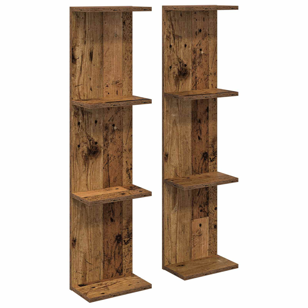 Væghylde 2 pcs Gammelt træ 25 x 15 x 100 cm Konstrueret træ