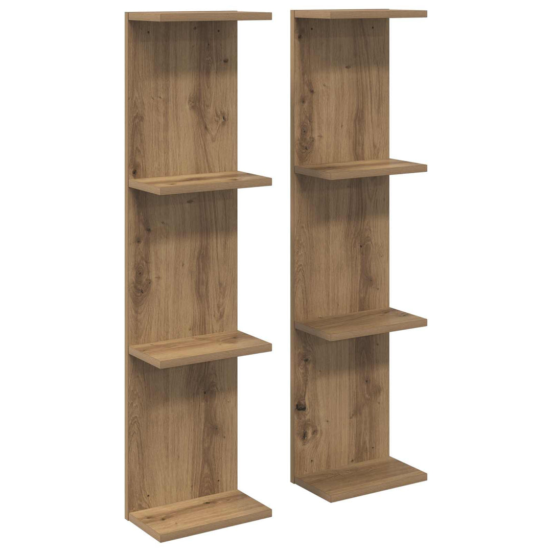 Væghylde 2 pcs Artisan-eg 25 x 15 x 100 cm Konstrueret træ