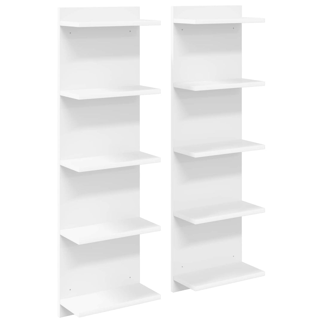 Væghylde 2 pcs Hvid 30 x 15 x 100 cm Konstrueret træ