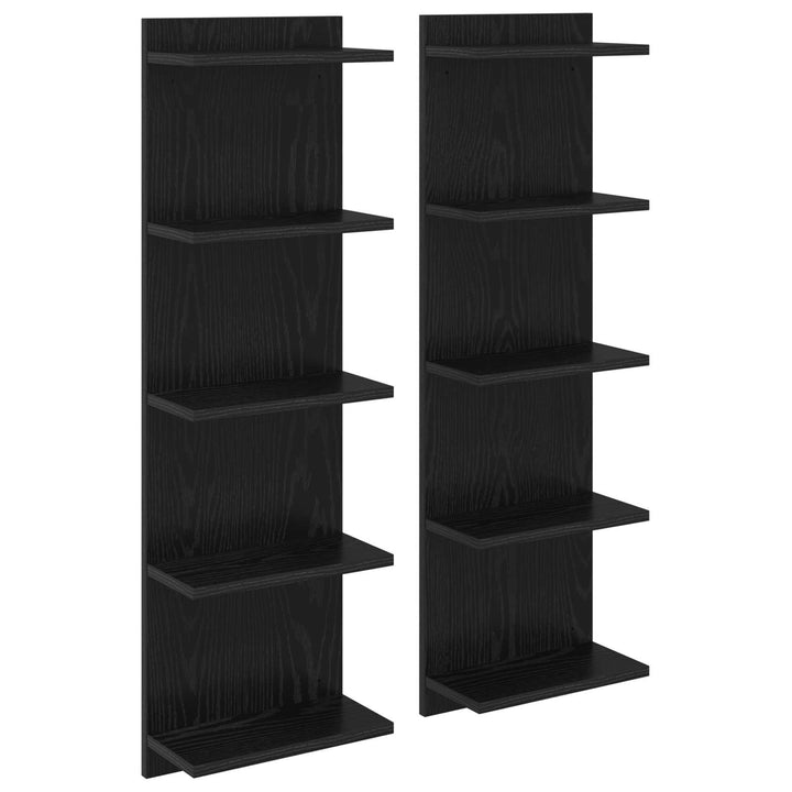 Væghylde 2 pcs Sort eg 30 x 15 x 100 cm Konstrueret træ