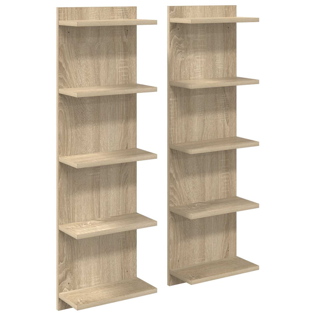 Væghylde 2 pcs Sonoma-eg 30 x 15 x 100 cm Konstrueret træ