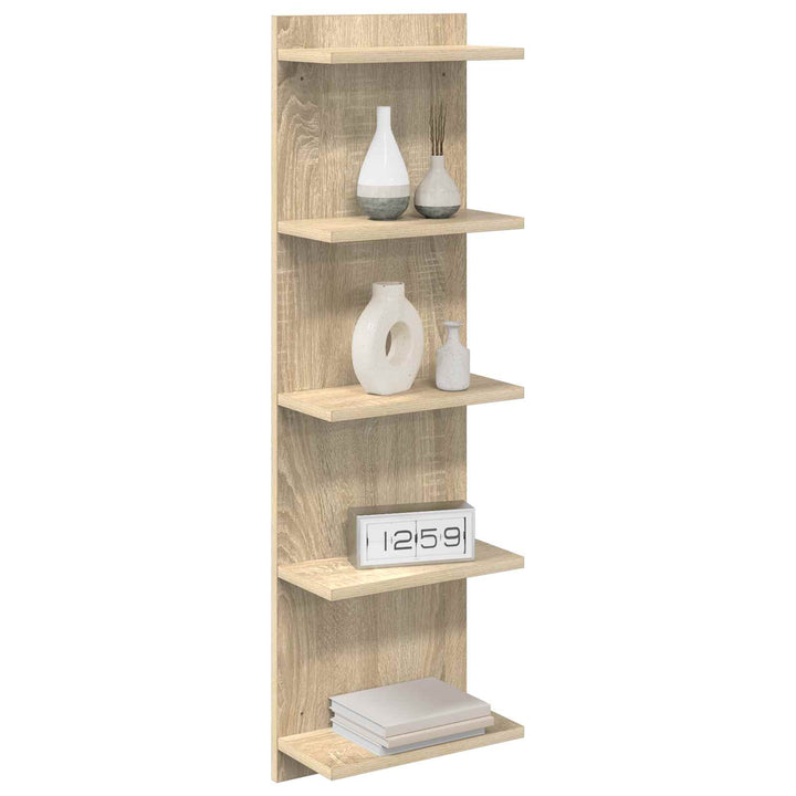 Væghylde 2 pcs Sonoma-eg 30 x 15 x 100 cm Konstrueret træ