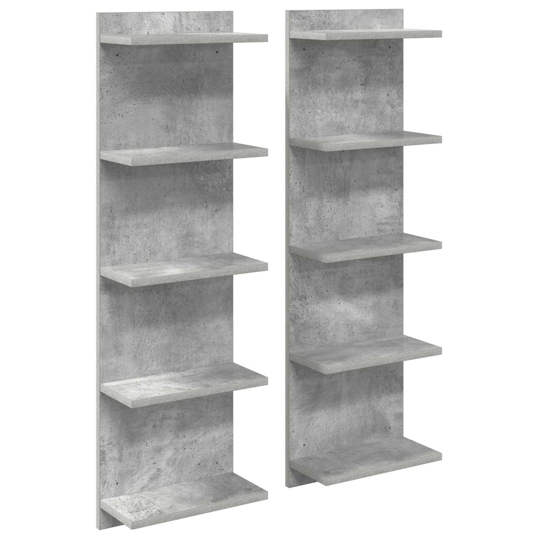 Væghylde 2 stk. Betongrå 30 x 15 x 100 cm Konstrueret træ